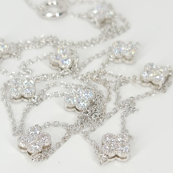 NEW Clover Pave Double Sides CZ Choker Necklace - Picture 15 of 16